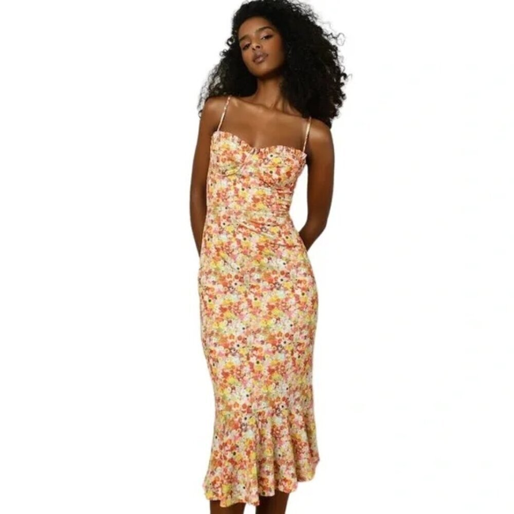 Anthro Hutch Selene Bustier Floral Midi Dress
